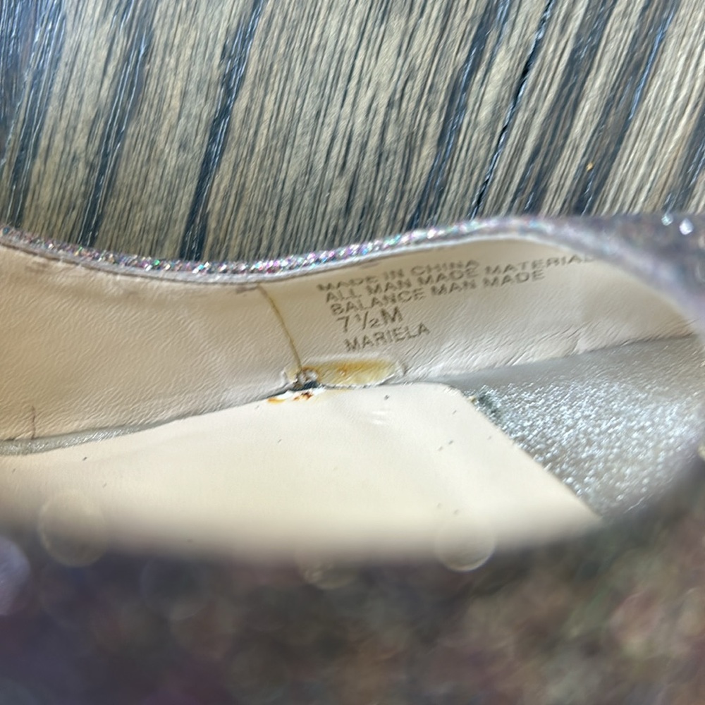 INC Mariela Multi-Colored Sparkle Heels Glitter Sz 7.5 Platform Peep Toe - Picture 16 of 17